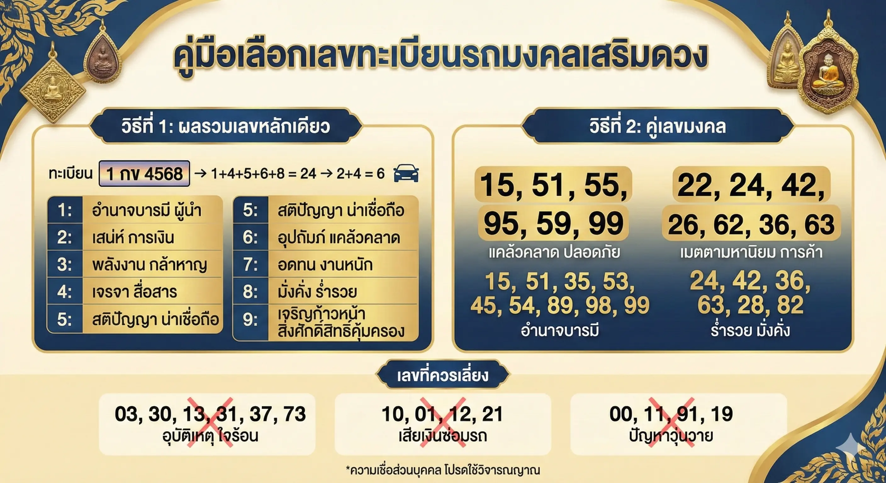 ทะเบียนสวย: คู่มือเลือกเลขทะเบียนรถมงคลเพื่อเสริมดวง